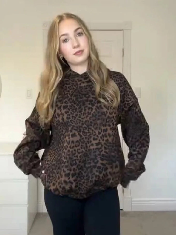 Relaxed Leopard Print Hoodie