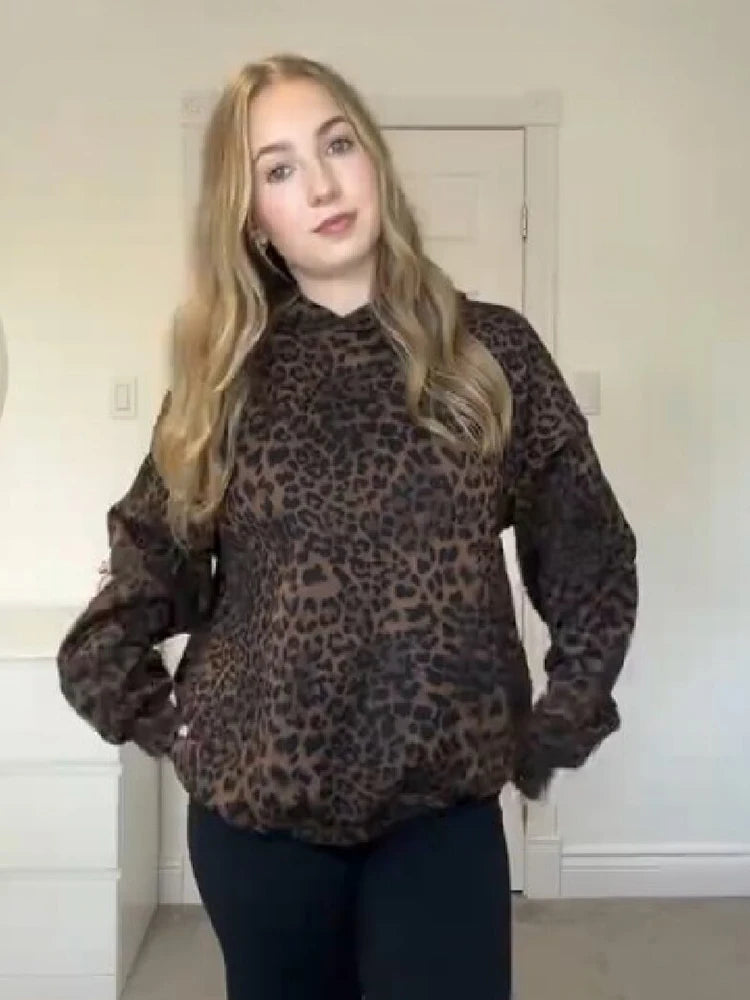 Relaxed Leopard Print Hoodie