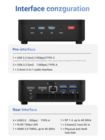 FIREBAT R3 MINI PC AMD Ryzen 5 7430U 6C/12T MAX 4.3GHz 16GB LPDDR4 RAM 512GB SSD WIFI6 BT5.2 Windows 11 Desktop Computer