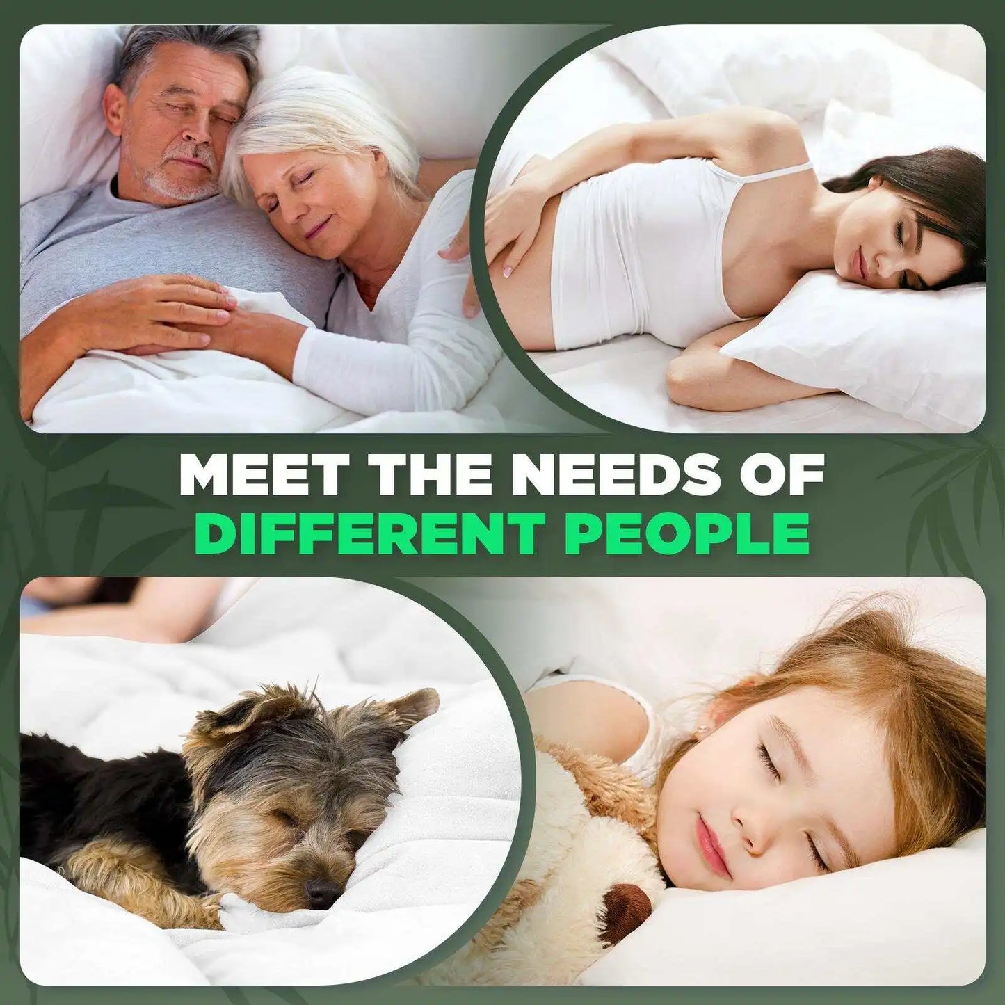 Emircey 3Pcs Bamboo Fitted Sheet Set Cooling Breathable Bedding Silky Soft Mattress Cover with 2 Pillowcases Deep Pocket Bottom Sheet for Home Bedroom Dorm Spring Summer Sleep Gift