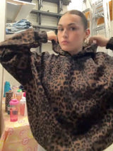 Relaxed Leopard Print Hoodie