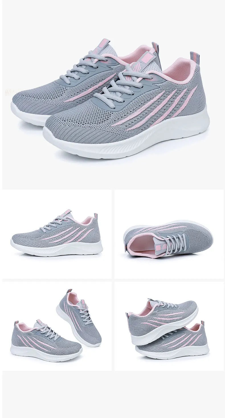 Women's Lightweight Running Shoes Summer Breathable Lace-Up Gym Walking Training  Cushioned Sole Non Slip Fatigue Relief Casual