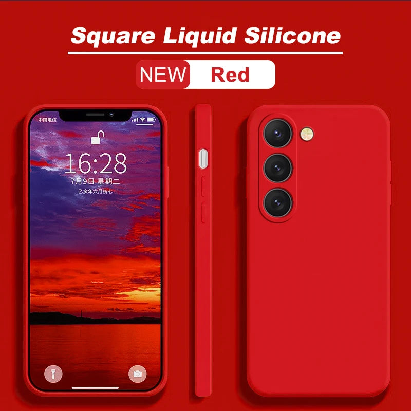 S26 S25 Ultra Case Square Liquid Silicone Phone Case For Samsung Galaxy S26 S25 S24 S23 S22 Ultra Plus S26Ultra Cases Soft Cover