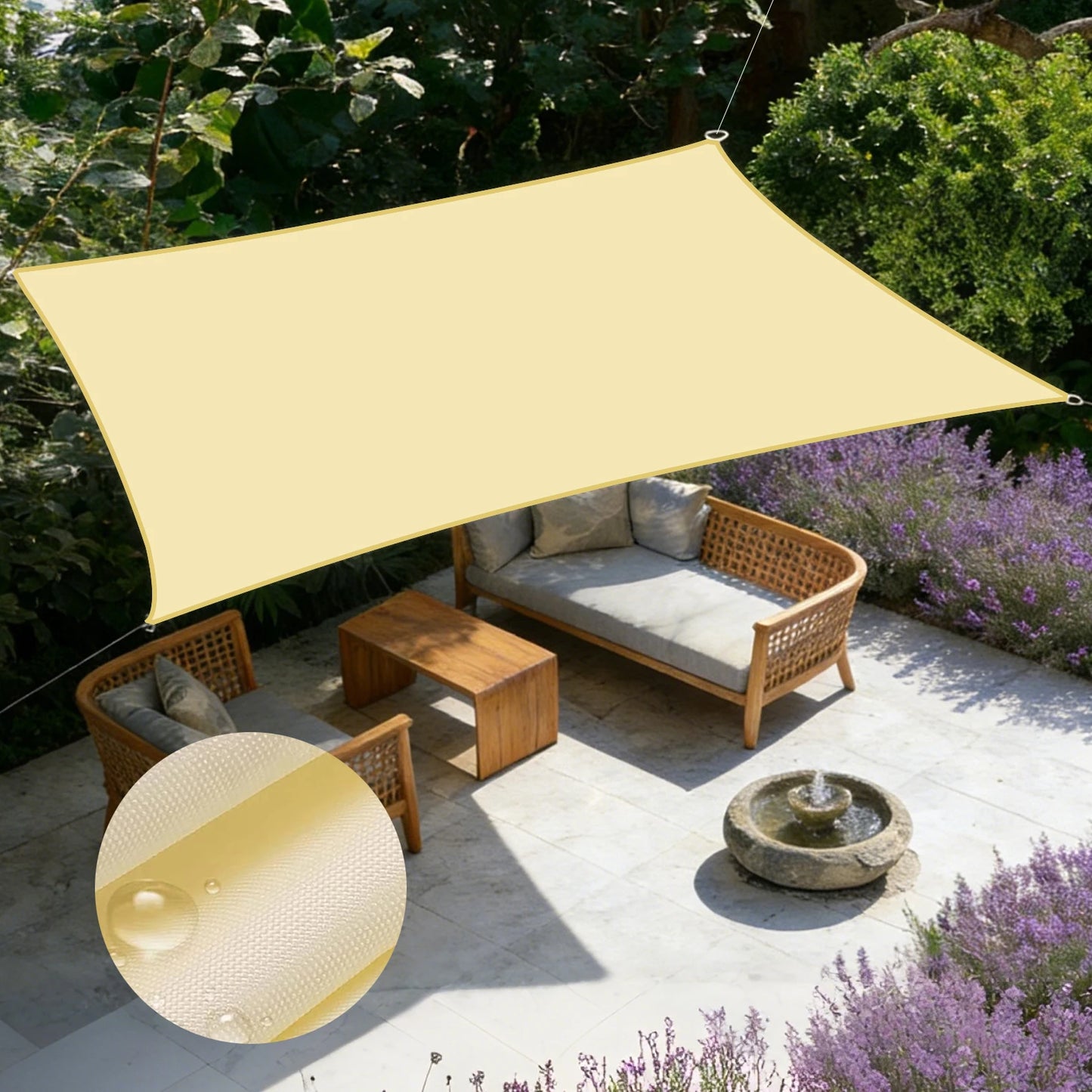 Outdoor Rectangular Sun Sail - Breathable UV Resistant Shade Cover for Backyard Balcony Camping, Easy Installation & Clean