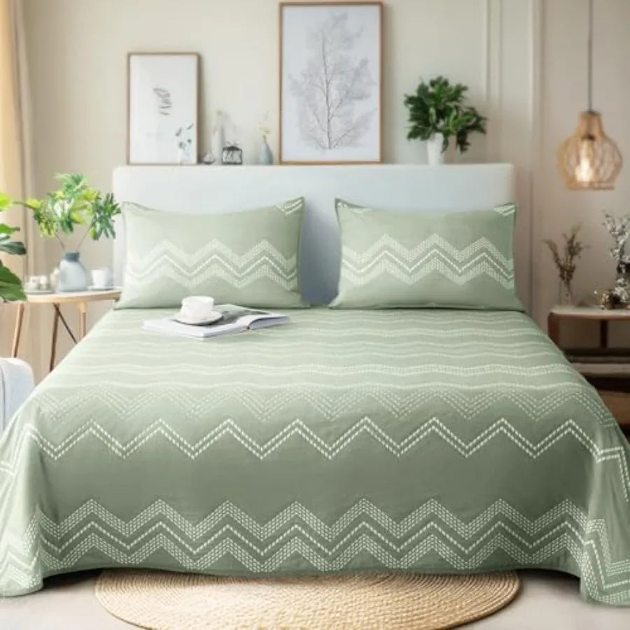 Lightweight Cotton Bedspread Coverlet Set - Breathable Summer Bedding Farmhouse Chic Design True-to-Size Queen/King