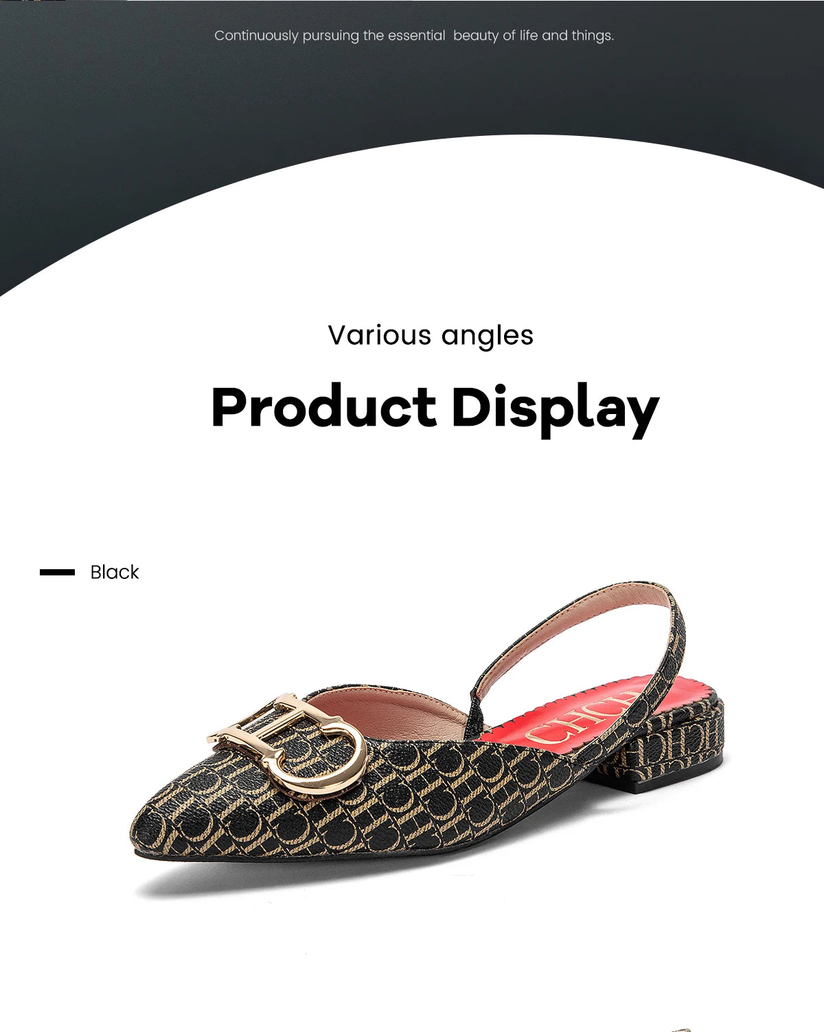 Exquisite Workmanship New Women's Low-heeled Single Shoes Fashion Simple Letters Print Versatile Women's Sandals