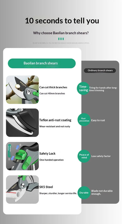 Plant Trim Pruner Cut Horticulture Secateur Shrub Garden Scissor Set Branch Shear Orchard Pruning Shears Tools