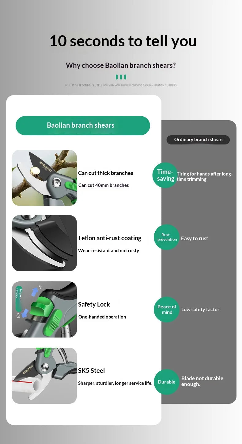 Plant Trim Pruner Cut Horticulture Secateur Shrub Garden Scissor Set Branch Shear Orchard Pruning Shears Tools