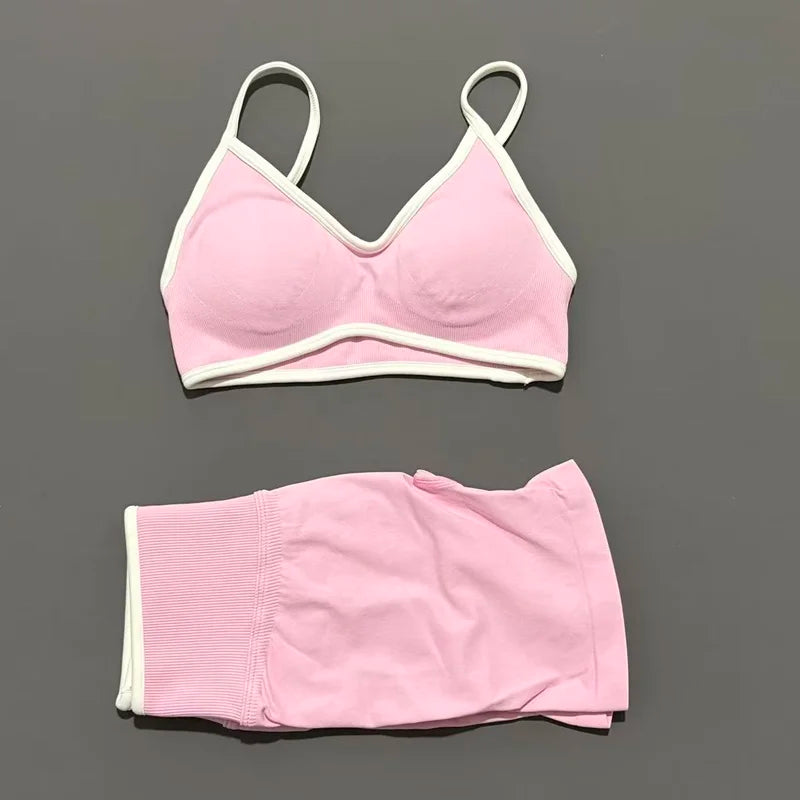 2Pcs HISTELLO Ignite Sculpt Sports Set Naked Feel Tummy Control Cross Bra Scrunch Hip Lifting Yoga Pilates Running Fitness Sets
