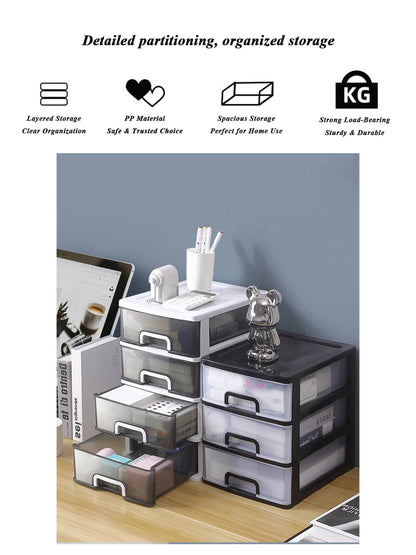 Clear Desktop Storage Box with Drawer Heightened Table Organizer Plastic Office storage cabinet  for Stationery cosmetics