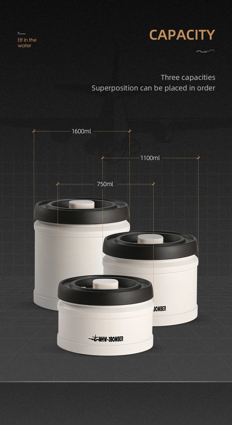 MHW-3BOMBER Manual Vacuum Airtight Canister Chic Coffee Bean Tea Storage Container Professional Home Kitchen Barista Accessories