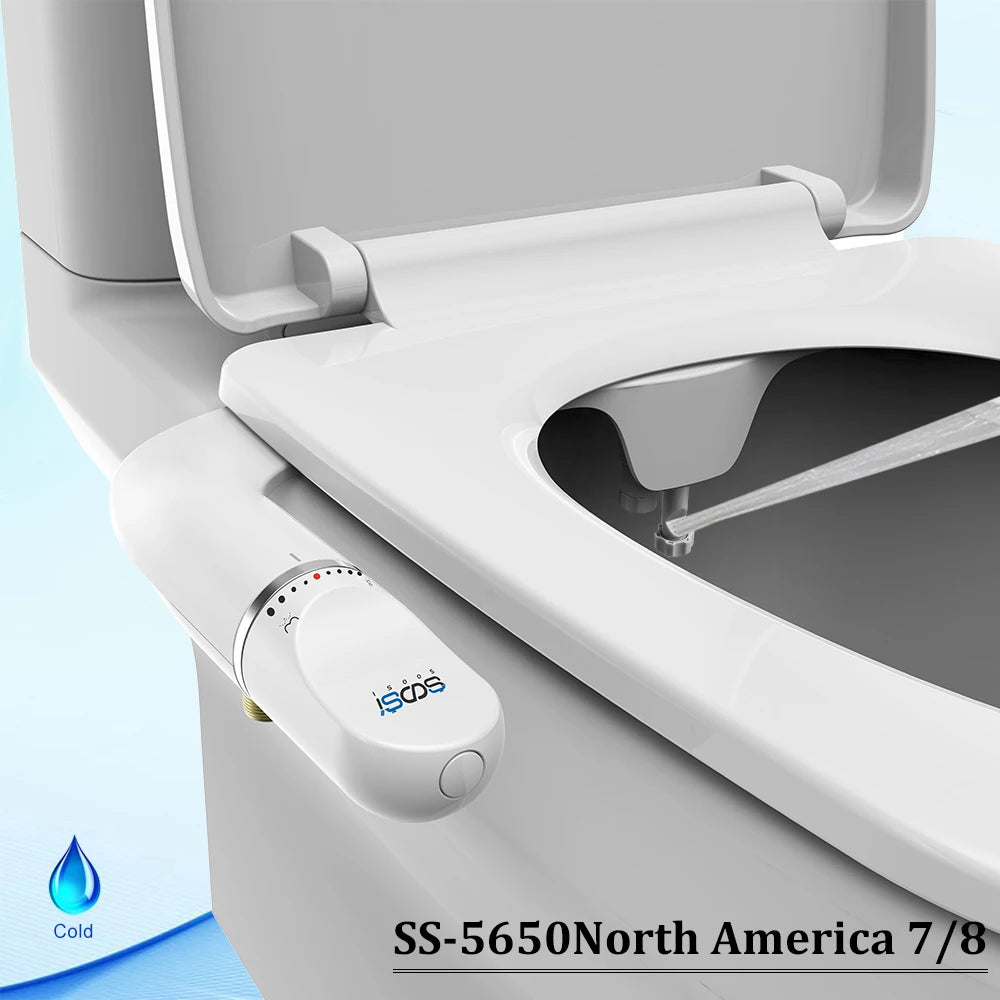 SOOSI Toilet Seat Bidet Attachment Ultra-Slim Double Nozzle Adjustable Water Pressure Non-Electric Ass Sprayer