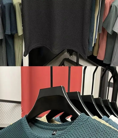 Mesh Ice Silk T-shirt Men's Short sleeved Round Neck New T-sleeved Men's Bottom Shirt Summer Solid Color Men's Top