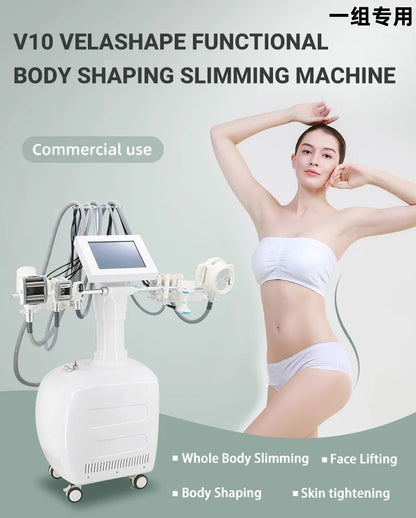 V10 Velashape Six-Handle Body Shaping Machine 40K Radio Frequency Fat Reduction, Body Sculpting and Skin Tightening Device