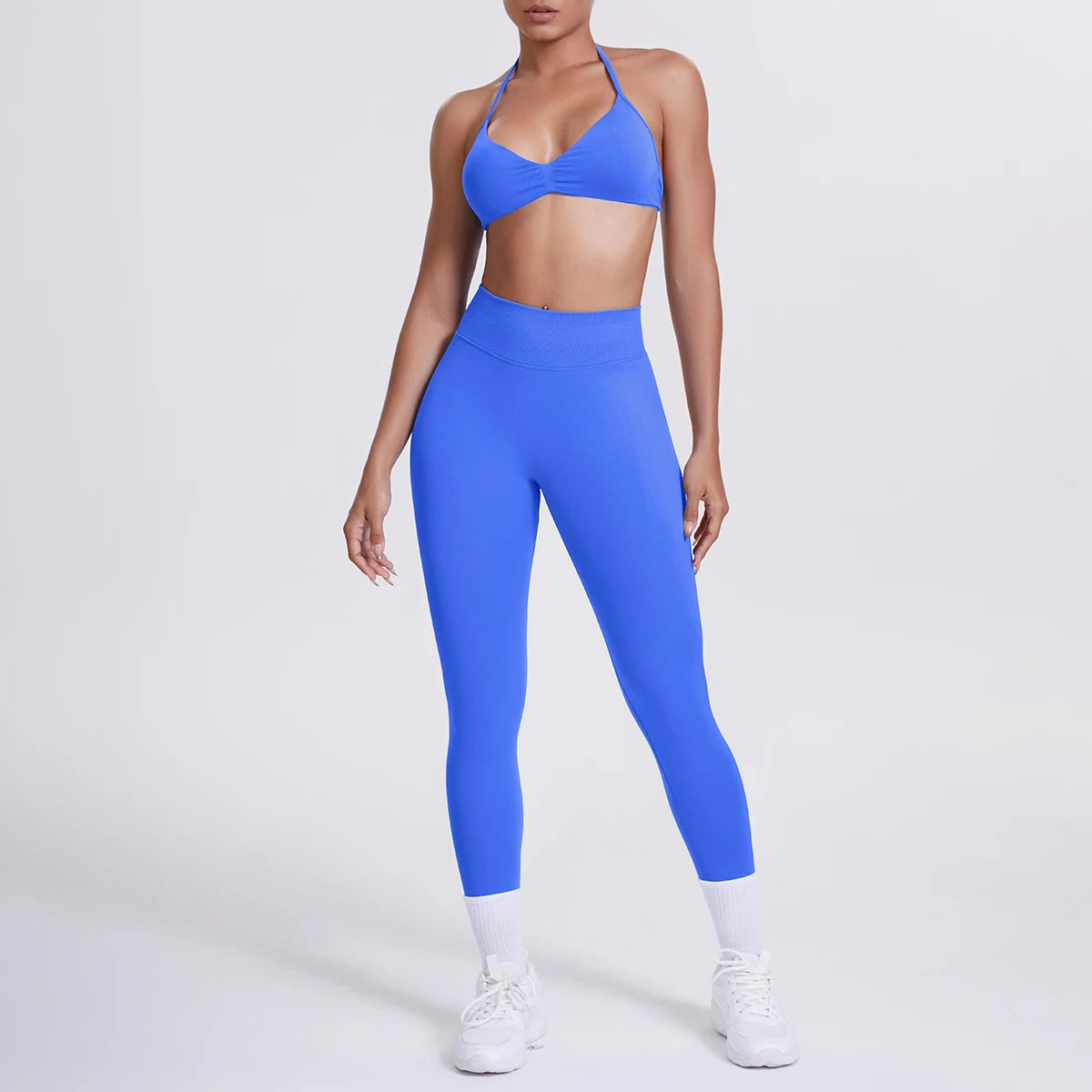 Women 2pcs Patchwork Sport Yoga Suit Training Sleeveless Sport Gym Tops Tummy Control Slimming Booty Leggings Yoga Suit Sports