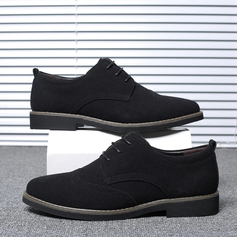 Mens Navy Blue Suede Wingtip Derby Shoes Classic Lace Up Formal Casual Dress Shoes For Business Wedding Office Wear British