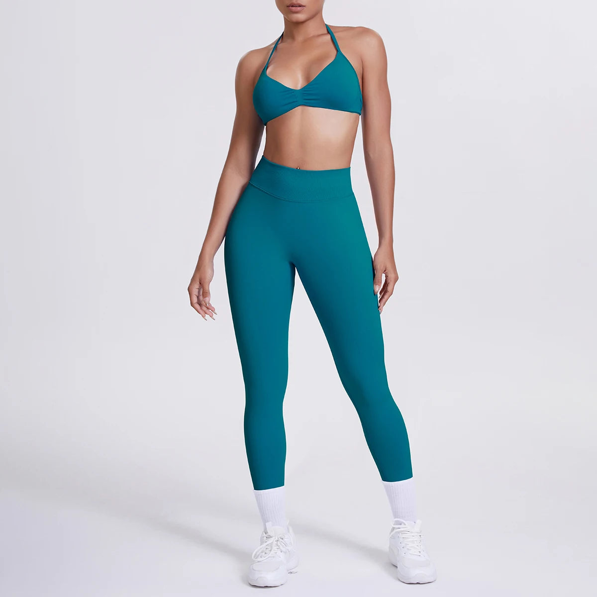 Women 2pcs Patchwork Sport Yoga Suit Training Sleeveless Sport Gym Tops Tummy Control Slimming Booty Leggings Yoga Suit Sports