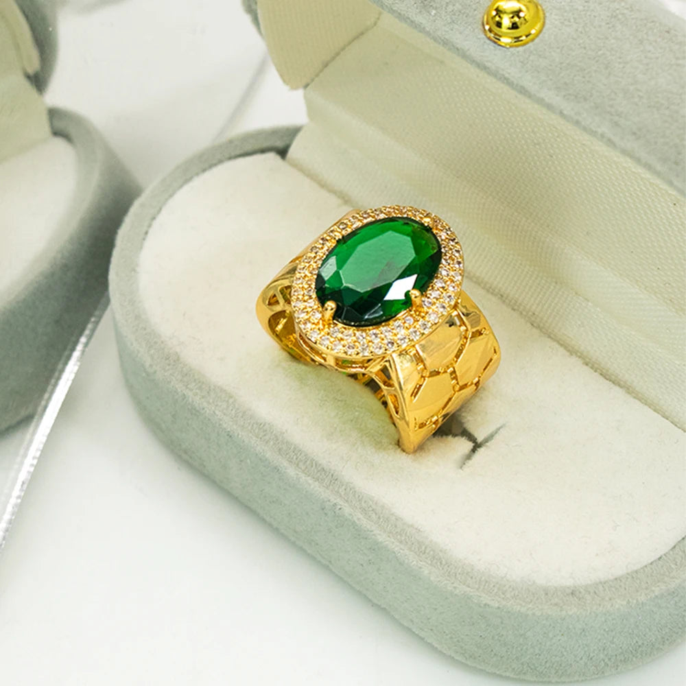 GZJPEI 2026 New Green Zircon Jewelry Set Luxury Wedding Jewelry Accessories For Women Mother's Day Gift Valentine's Day Gift