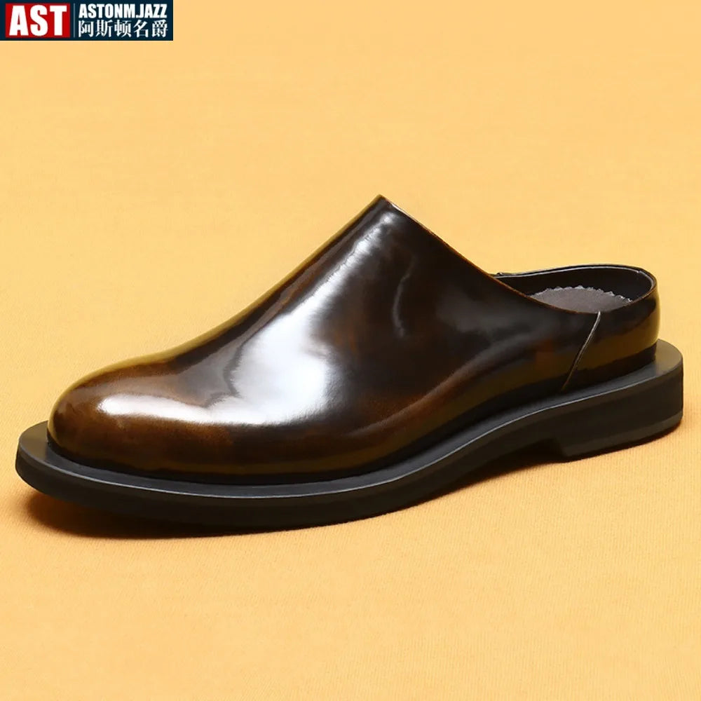 Luxury Men's Slippers Genuine Leather Loafers Men Moccasins Casual Non-slip Man Shoes Italian Summer Fashion Half Shoes for Men