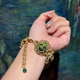 Vintage Green Stone Floral Bracelet — view 5