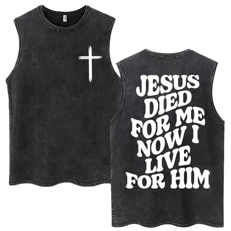 Washed Jesus Is King Christian Harajuku Vintage Tank Tops Men Women Gothic Sleeveless T-shirt Loose Summer Cotton Casual T Shirt