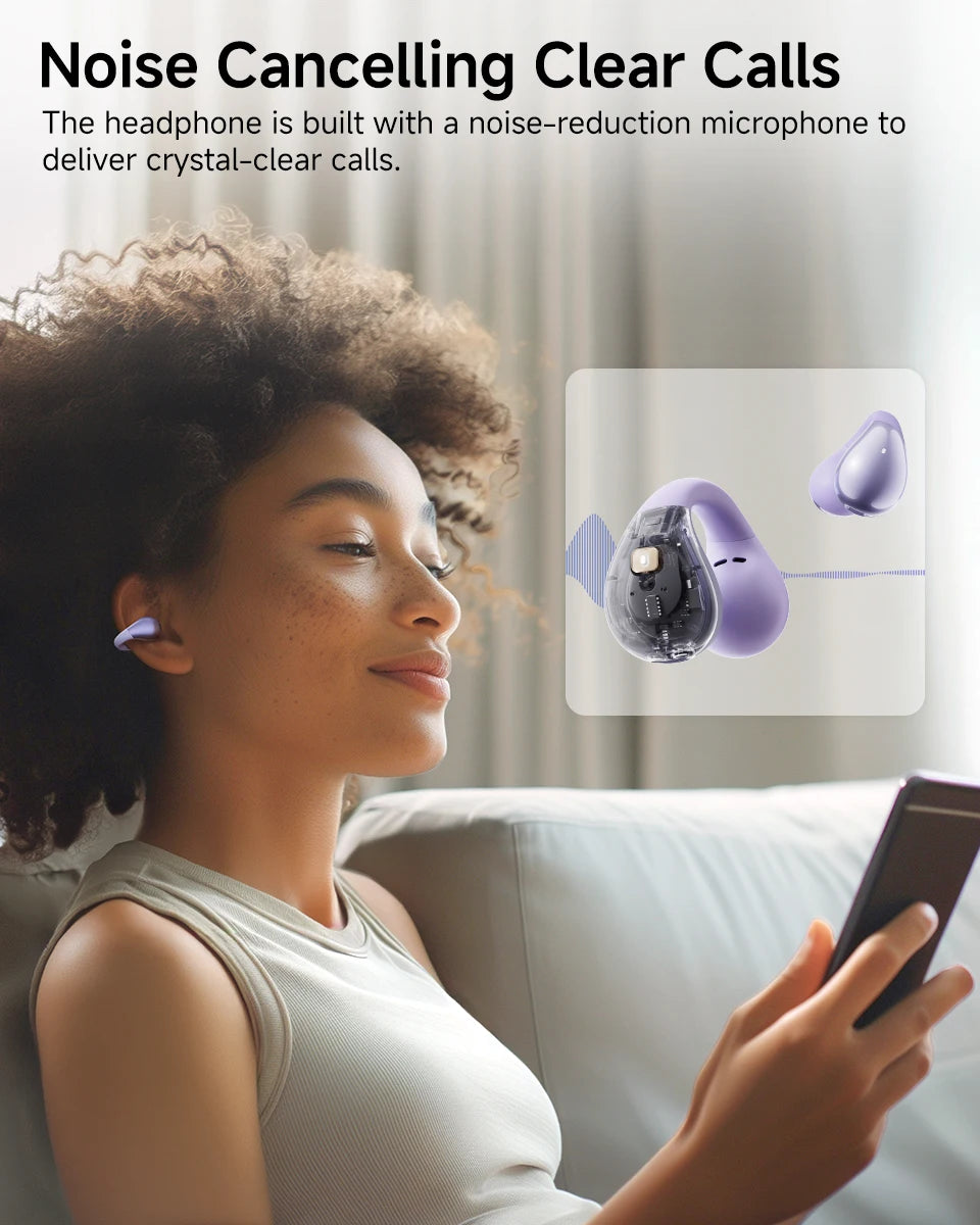 QCY Crossky C30 Ear Clip Earphones Bluetooth 5.4 Wireless Open Ear Sports TWS Earbuds Dual-Connection Headphones