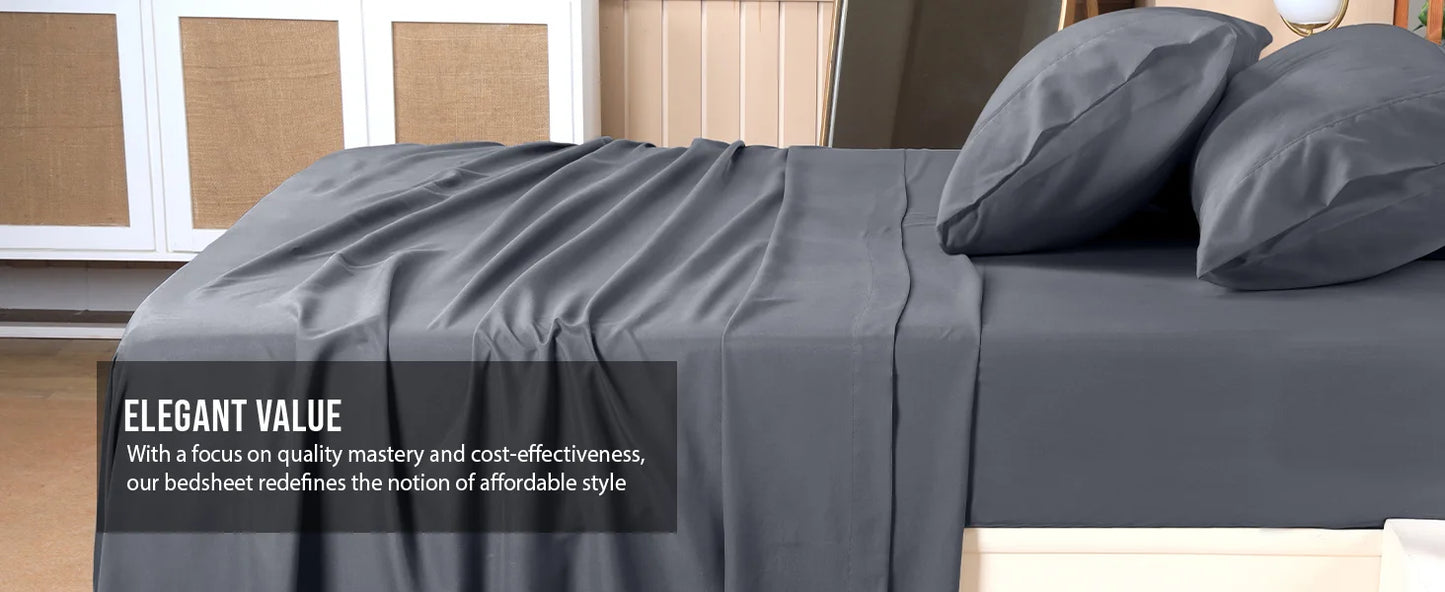 4pcs/6pcs Bamboo Cooling Queen Size Sheet Set - Children Bedding, Breathable And Comfortable - Fit for Hot Sleepers