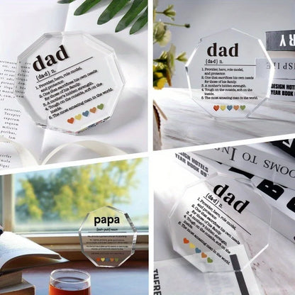 Father’s Acrylic Decorative Sign:"Dad Definition"Gift – Thank You/Birthday/Christmas (for Dad/Stepdad/Bonus Dad,from Kids/Wife).