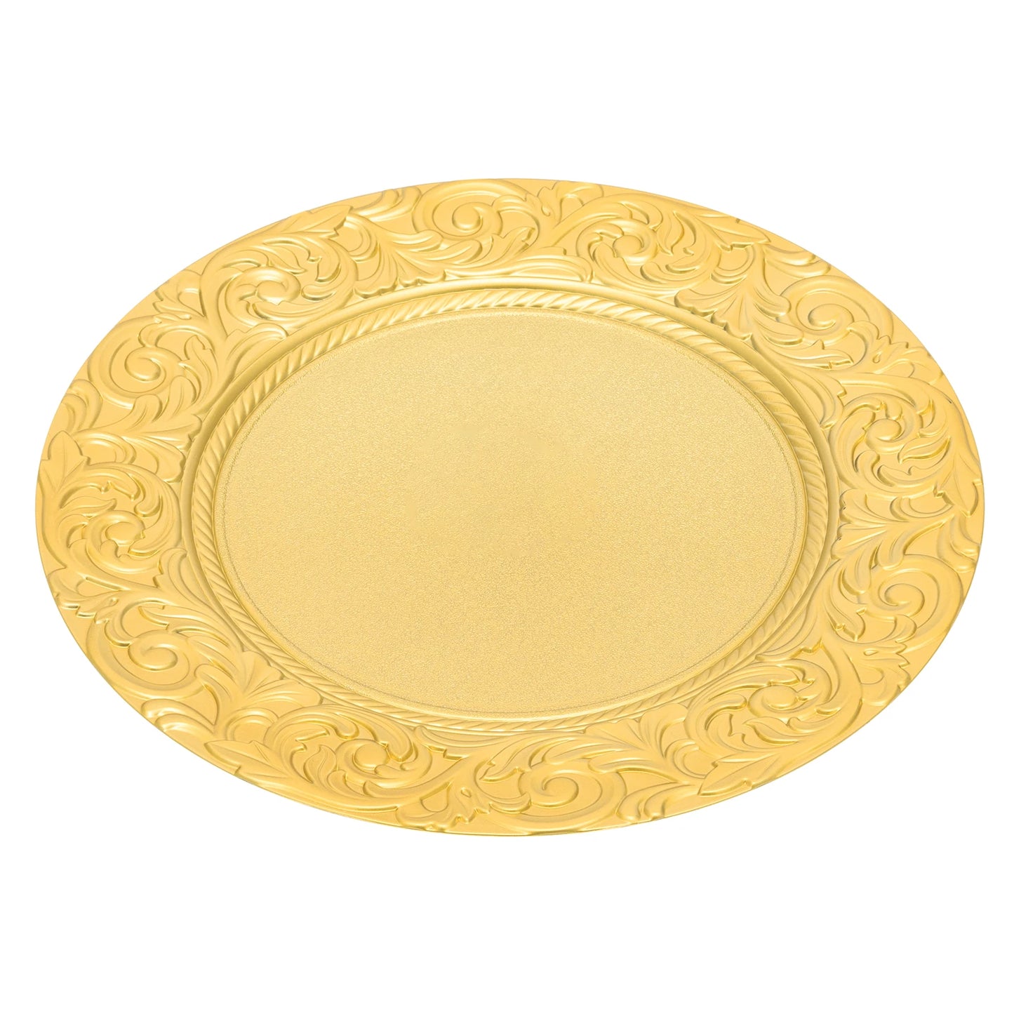 100-Pack Gold Charger Plates Set 12.9 Inch Embossed Round Disposable Serving Trays Christmas Wedding Party Decoration Plate ﻿