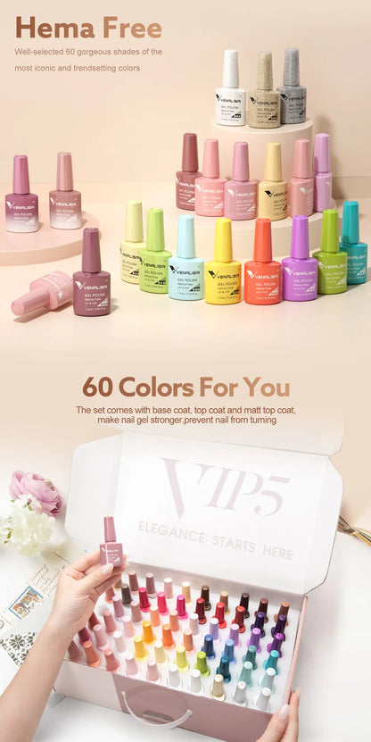 Venalisa Color Gel Nail Polish VIP Kit Full Cover Enamel For Nail Manicure Glitter Sparkle UV Gel Soak Off Nail Gel Polish 7.5ml