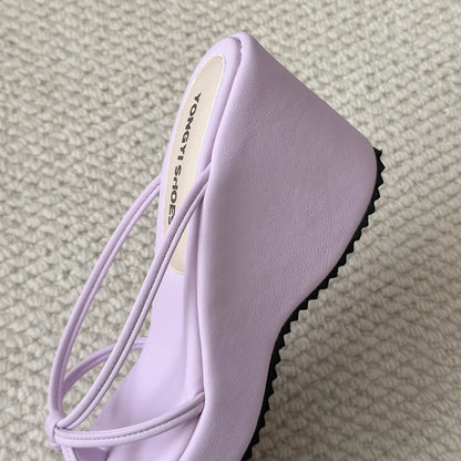 Sweet Butterfly Knot Design Women's Sandals Summer New Style Purple Slip-On Wedge Heel Outdoor Wearable Comfortable Slides