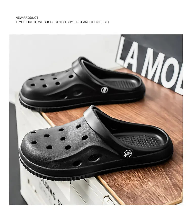 YUYIN Mens Summer Beach Sandals Casual Garden Clogs Outdoor Wide Toe Cross Sandals for Ladies Non Slip House Shower Slippers