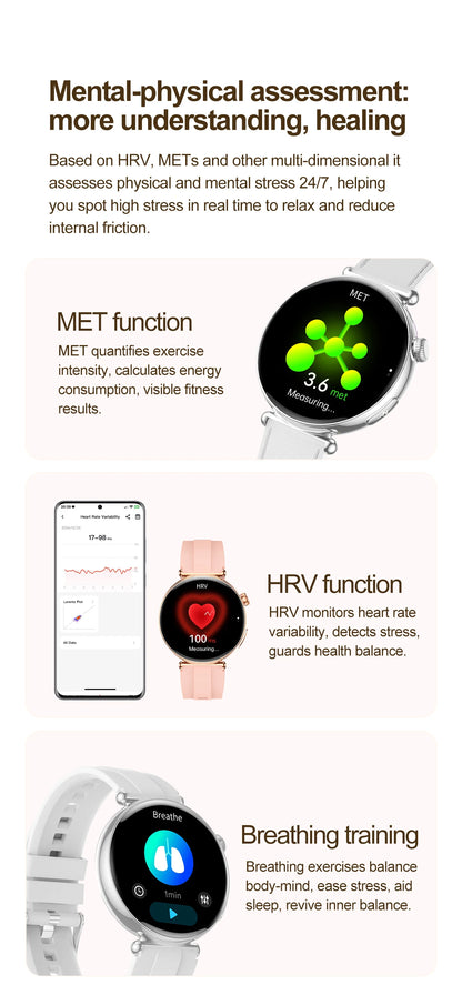 2026 New Women AI Smart Diagnosis Smart Watch HRV+ECG Uric Acid Blood Oxygen Health Monitor IP68 Waterproof Sports Smartwatches