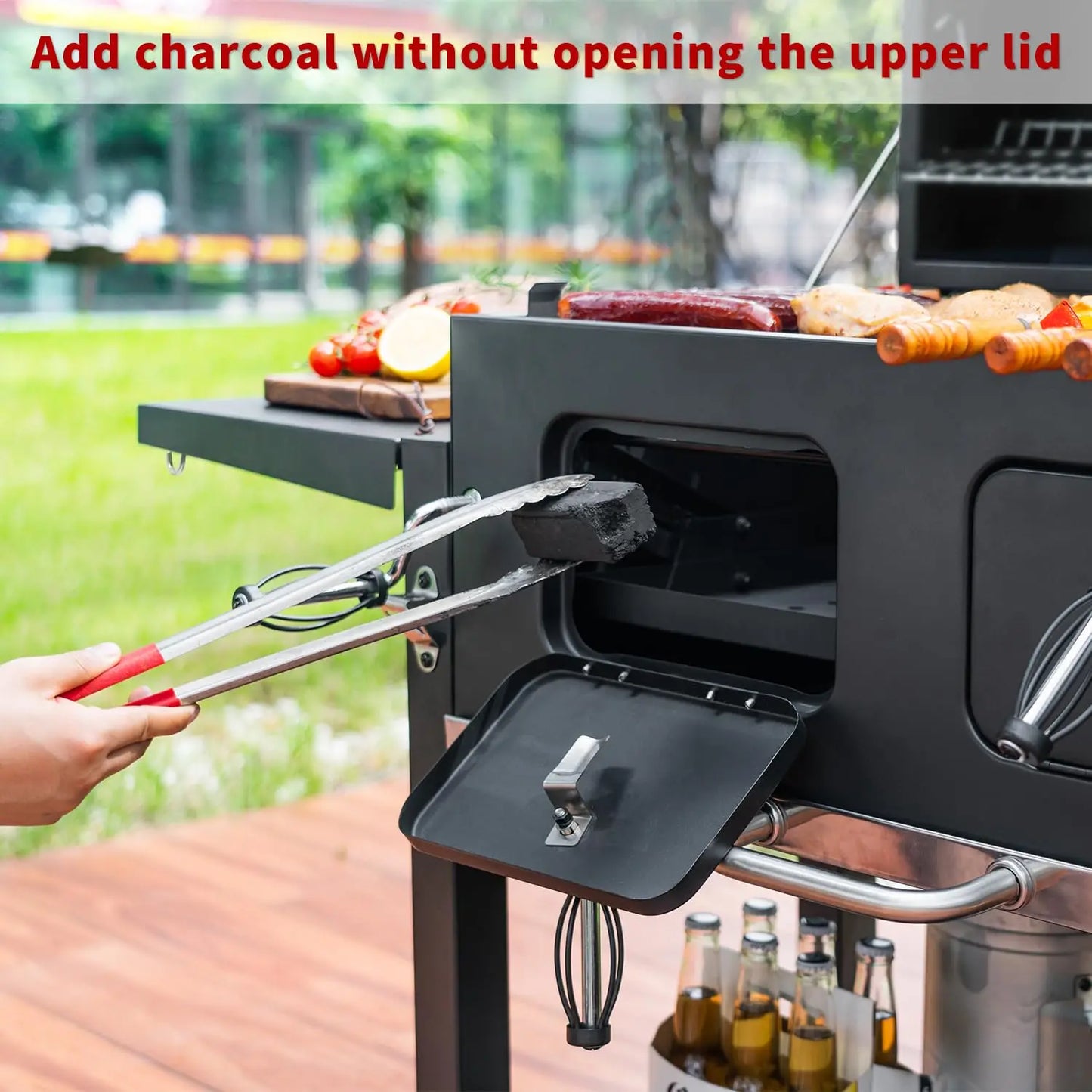 Extra Large Charcoal Grill 794sq.in Adjustable Dual Tray Foldable Side Tables Outdoor Backyard BBQ, Custom