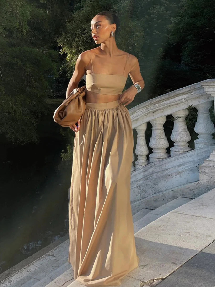 Bornladies 100% Cotton Suspender Underwear Half Long Skirt Set Summer New Beach Style Sexy Stylish Underwear Long Skirt Set