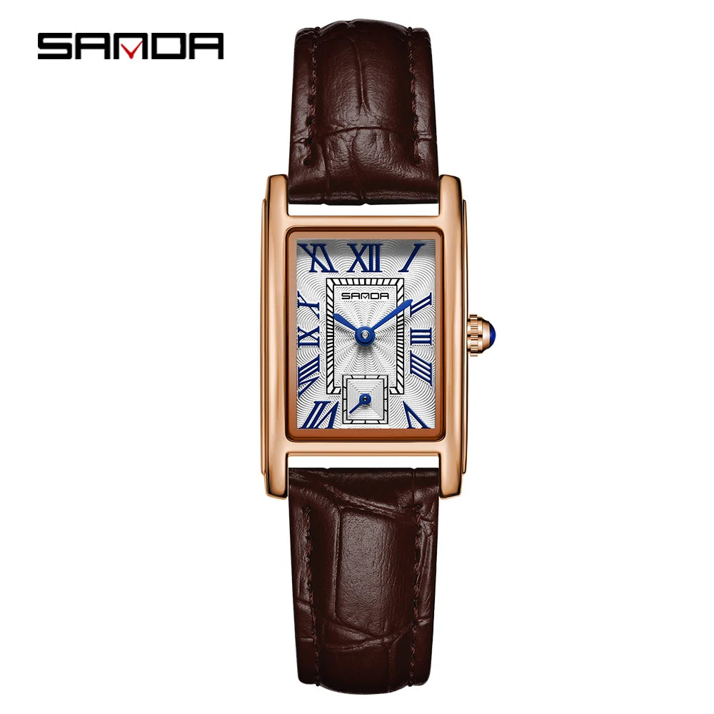 SANDA Top Fashion 1116 Women's Watch Elegant Design Rectangular Dial Waterproof Quartz Movement Business Women's Quartz Watch
