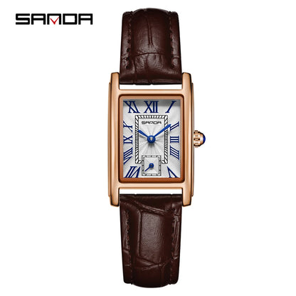 SANDA Top Fashion 1116 Women's Watch Elegant Design Rectangular Dial Waterproof Quartz Movement Business Women's Quartz Watch
