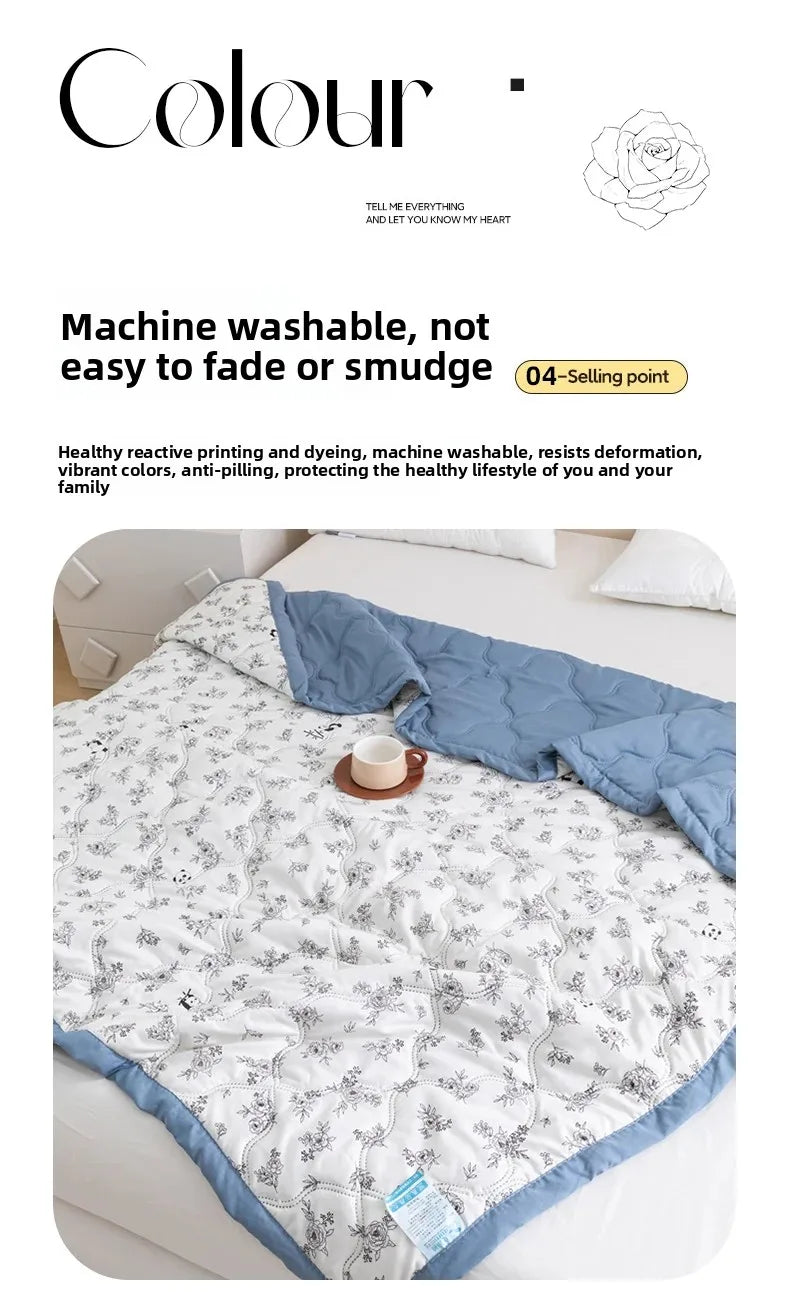 Washed cotton summer quilt skin-friendly grinding summer cool quilt printing student dormitory air conditioner quilt edredones colchas para niñas