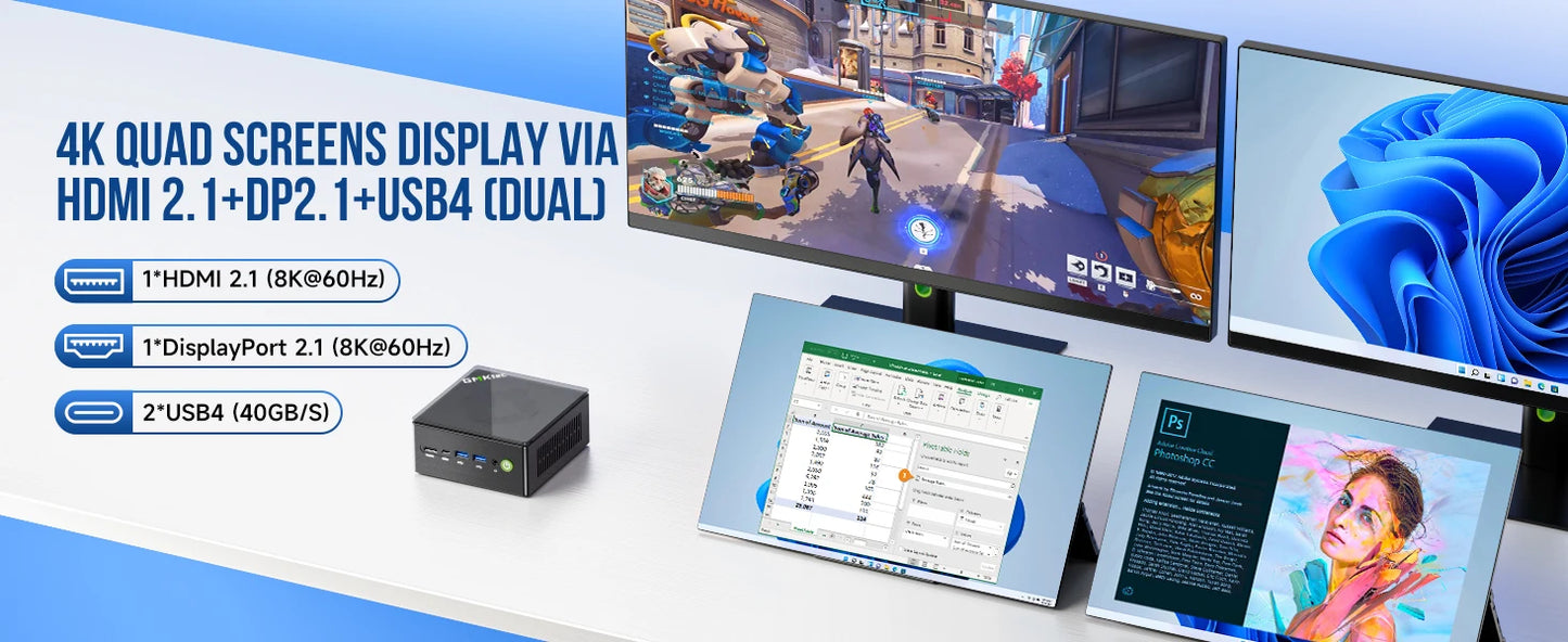 GMKtec K8 Plus Mini PC AMD R7-8845HS NUCBOX Window 11 Pro AMD Radeon™ 780M Oculink*1（PCIE GEN4*4)） DDR5 5600MHz