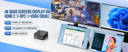 GMKtec K8 Plus Mini PC AMD R7-8845HS NUCBOX Window 11 Pro AMD Radeon™ 780M Oculink*1（PCIE GEN4*4)） DDR5 5600MHz