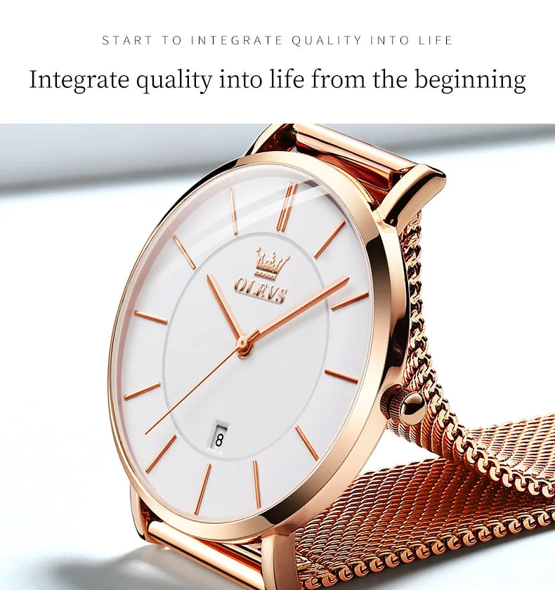OLEVS Watches For Women Quartz Waterproof Watch Luxury Lady's Watch Stainless Steel Rose Gold Set Gift Box