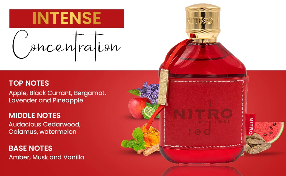 Dumont Nitro Red Intense Cologne High Appeal Unisex Fragrance Vibrant Summer Scent Anniversary Graduation Gift Luxe Mist 100ml