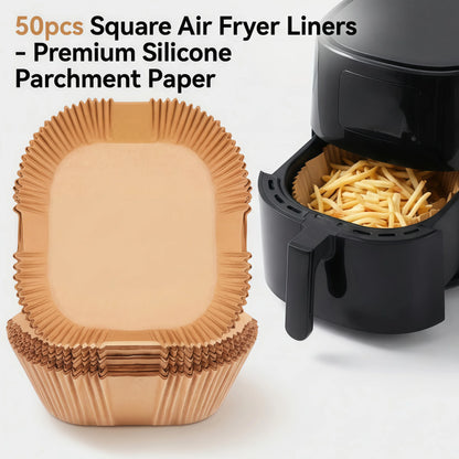 50 Pcs Non-Stick Air Fryer Liners 20cm, Pre-cut Parchment Paper for Healthier Cooking, Easy Clean Up