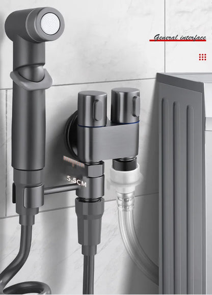 Toilet Cleaning Bidet Toilet Sprayer Set Water Portable Handheld Bidet Sprayer Shower Double Outlet Angle Valve Accessories