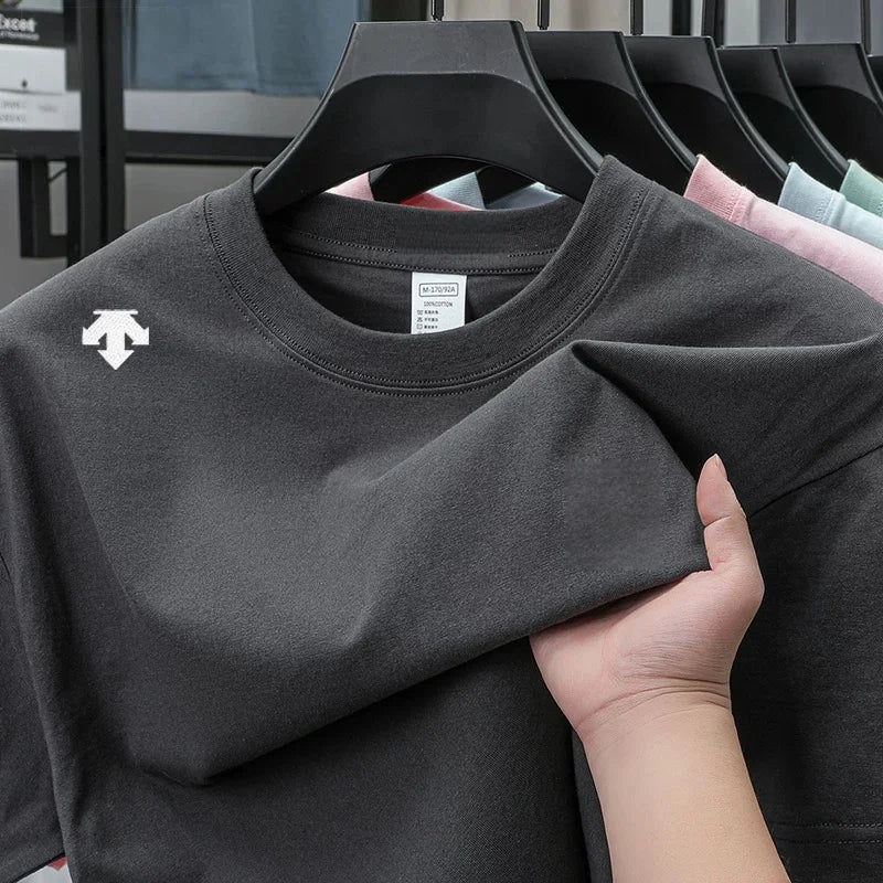 High end sports men's round neck short sleeved T-shirt brand embroidered top summer new 100% cotton comfortable casual T-shirt