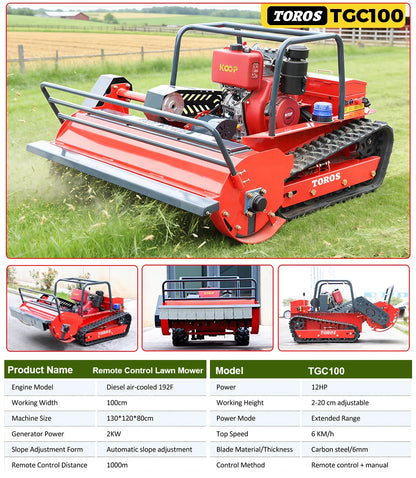 Grassland Green Trimming Lawn Mower CE EPA Mower Remote Customized Tracked Mulcher Multifunction Made in China