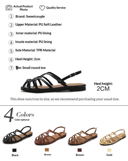 chaussure femme Women's braided t-strap flats sandals round toe casual female footwear summer shoes for women sandalias de mujer