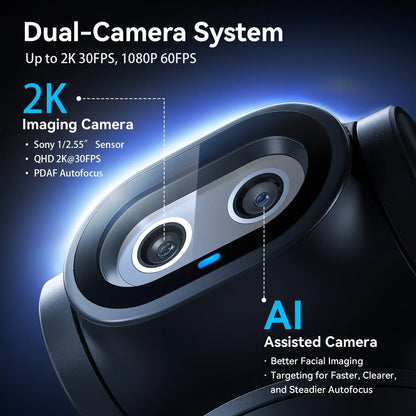 EMEET PIXY 2K Webcam,Gesture Control AI Tracking PTZ Camera With Sony Sensor,1080P 60fps Autofocus Webcam for Streaming OBS