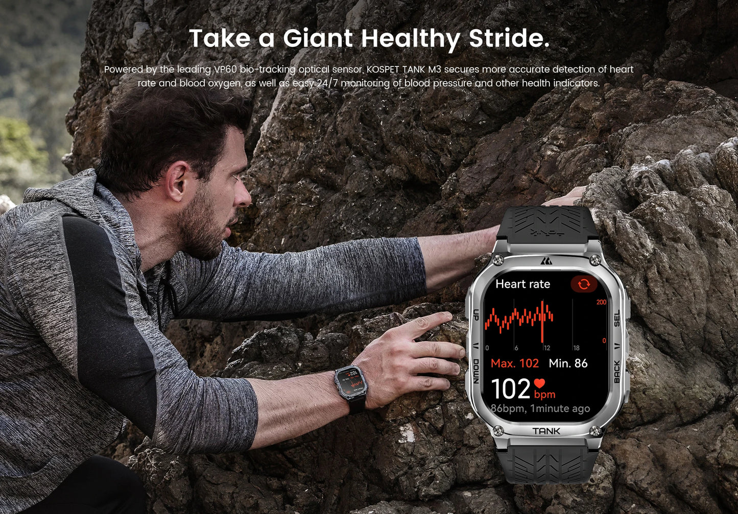 2025 Original KOSPET TANK M3 Smart Watch Men Smartwatch For Women 480mAh Digital Fitness AMOLED AOD Bluetooth Waterproof Watches