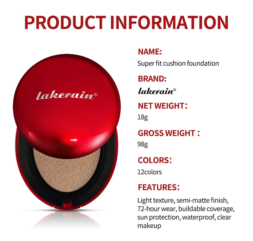 Korean Air Cushion Foundation Natural Moisturizing Coverage 72H Wear Semi-Matte Finish Foundation Women Long-lasting Makeup Base